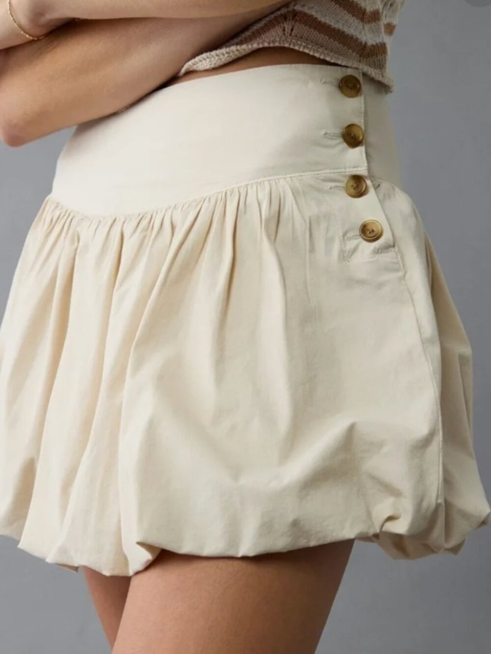 American Eagle Drop Waist Bubble Mini Skort Neutral Beige sz 6
